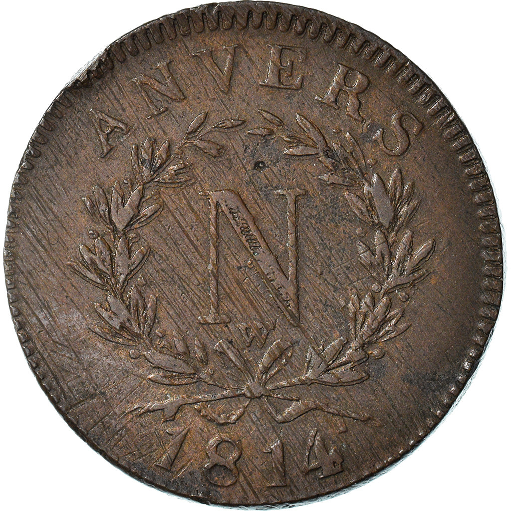 Coin, FRENCH STATES, ANTWERP, 10 Centimes, 1814, Wolschot, VF(20-25), Bronze