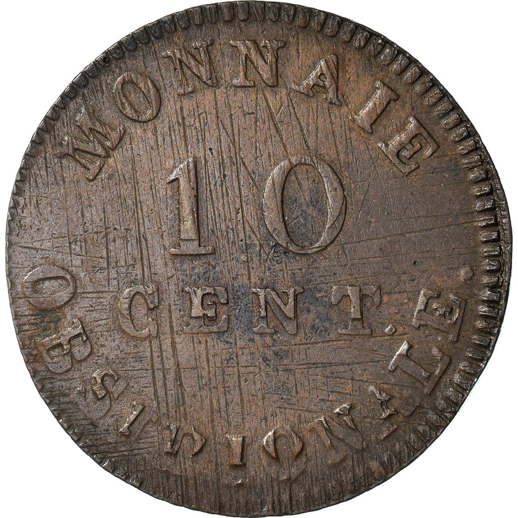 Coin, FRENCH STATES, ANTWERP, 10 Centimes, 1814, Wolschot, VF(20-25), Bronze