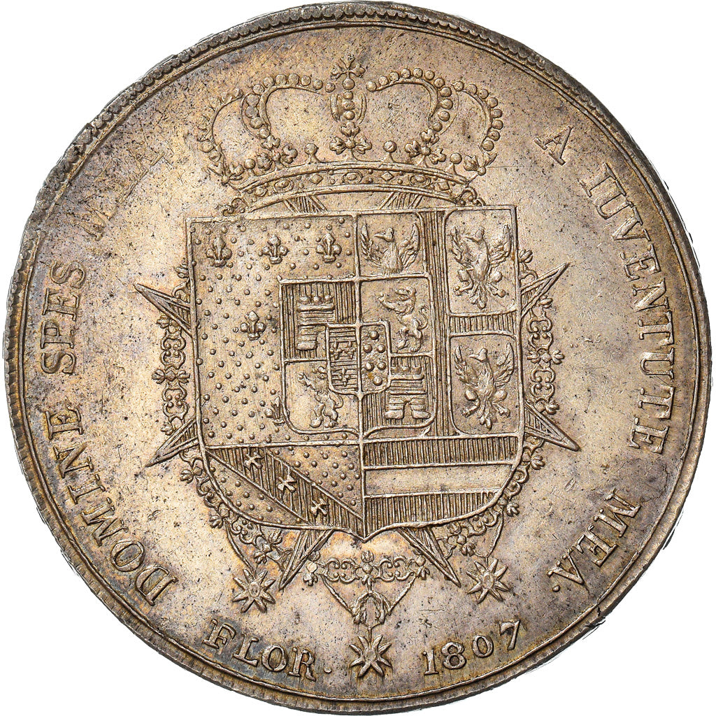 Monnaie, États italiens, TUSCANY, Charles Louis, 10 Lire, 1807, SUP+, Argent