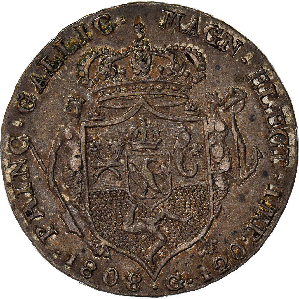 Moneta, STATI ITALIANI, NAPLES, Joseph Napoleon, 120 Grana, 1808, Naples, BB+