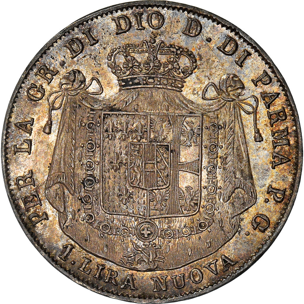 Coin, ITALIAN STATES, PARMA, Maria Luigia, Lira, 1815, Milan, MS(60-62), Silver