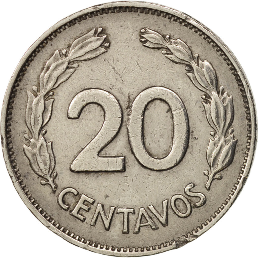Ecuador, 20 Centavos, 1972, EF(40-45), Nickel Clad Steel, KM:77.1c