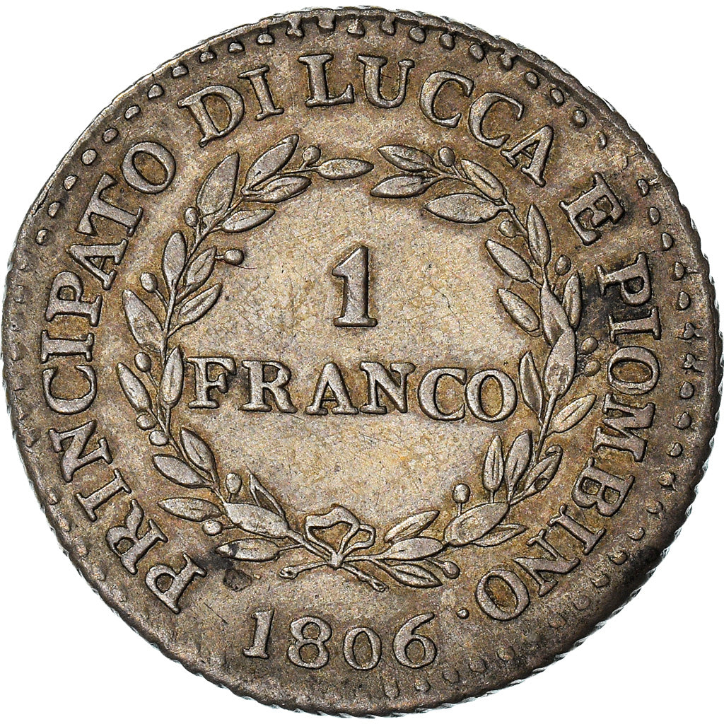 Coin, ITALIAN STATES, LUCCA, Felix and Elisa, Franco, 1806, Firenze, AU(50-53)