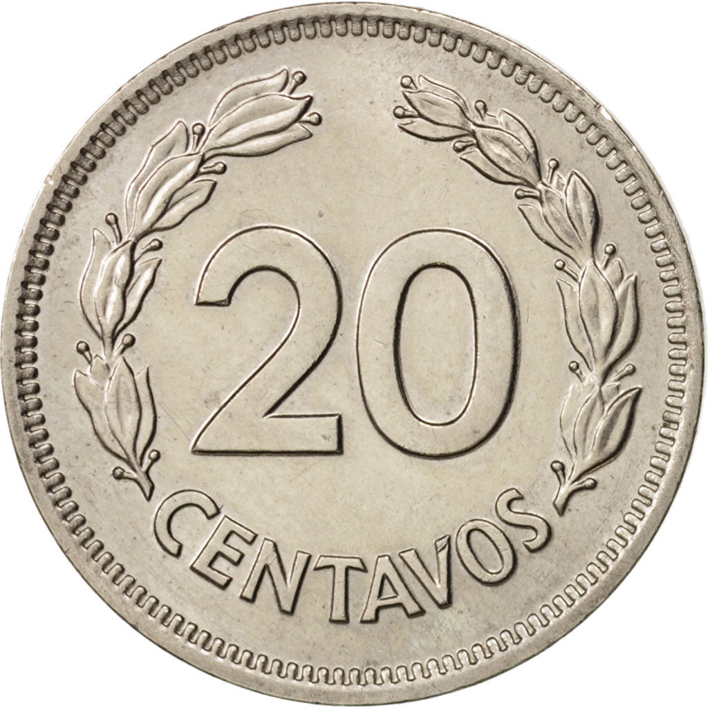 Coin, Ecuador, 20 Centavos, 1974, MS(63), Copper-nickel, KM:77.2