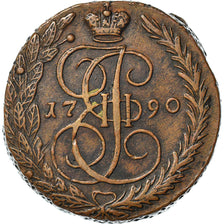 Coin, Russia, Catherine II, 5 Kopeks, 1790, Ekaterinbourg, AU(55-58), Copper