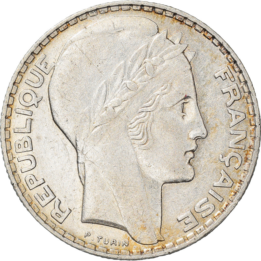 Moneta, Francja, Turin, 10 Francs, 1937, Paris, AU(50-53), Srebro, KM:878