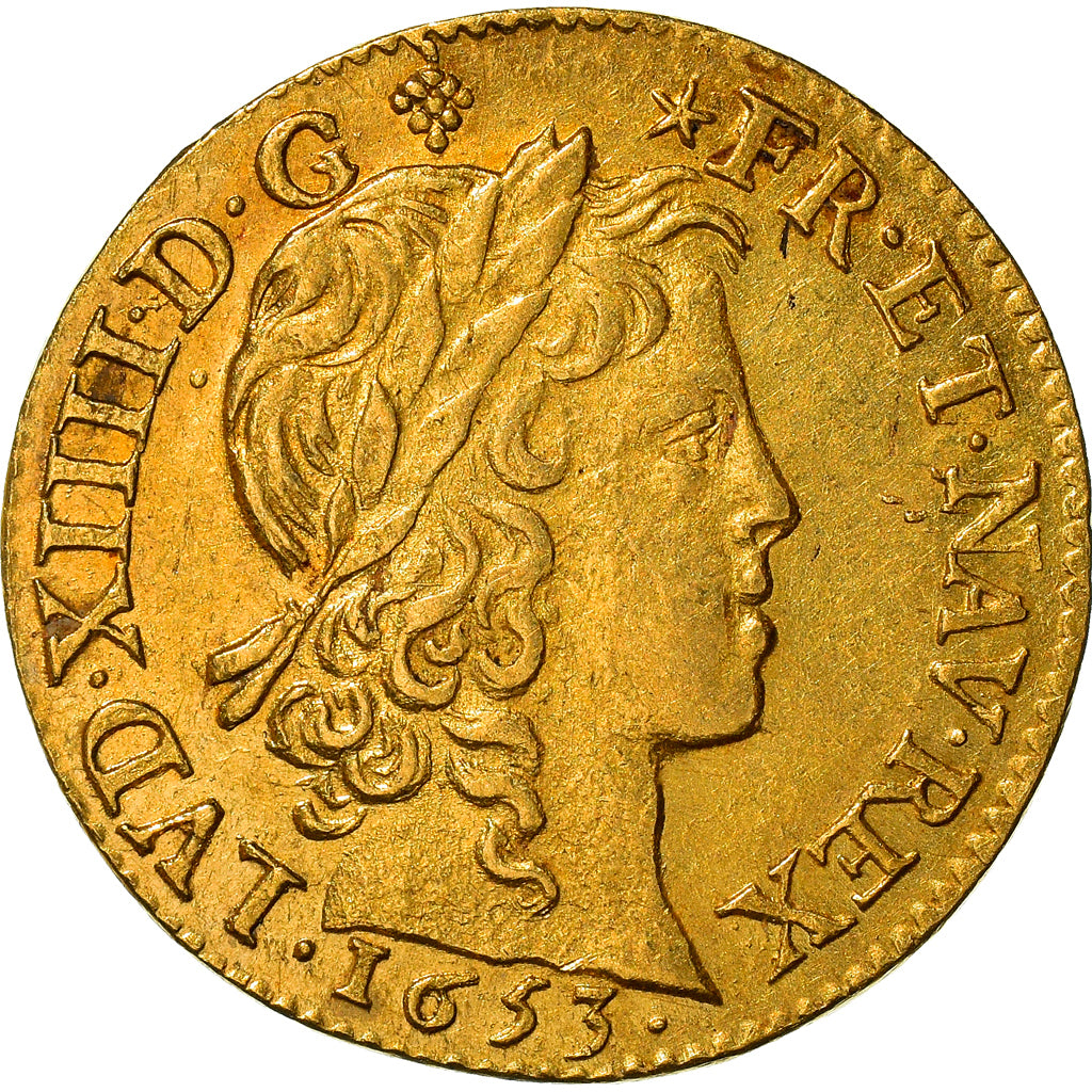 Coin, France, Louis XIV, Louis d'or à la mèche longue, 1653, Paris, AU(50-53)