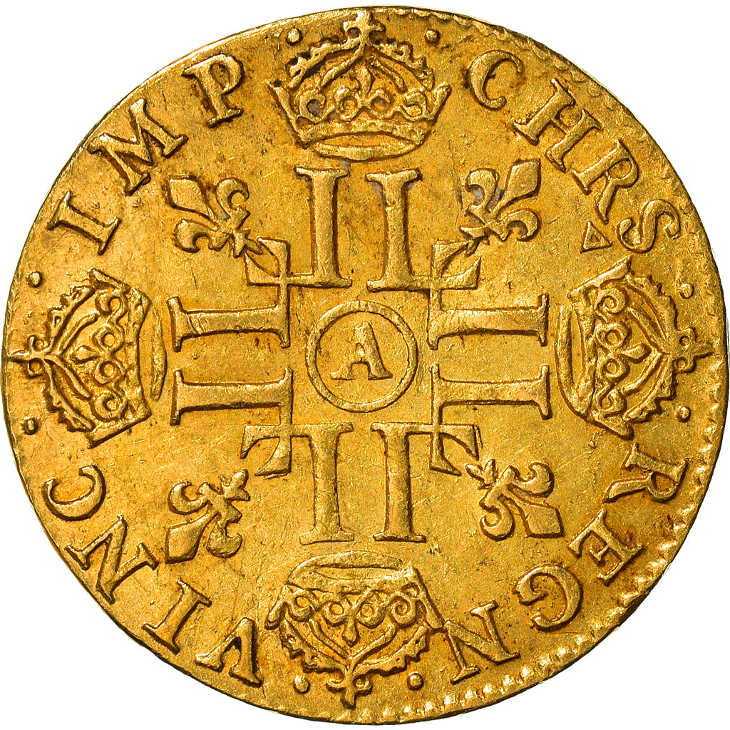 Coin, France, Louis XIV, Louis d'or à la mèche longue, 1653, Paris, AU(50-53)