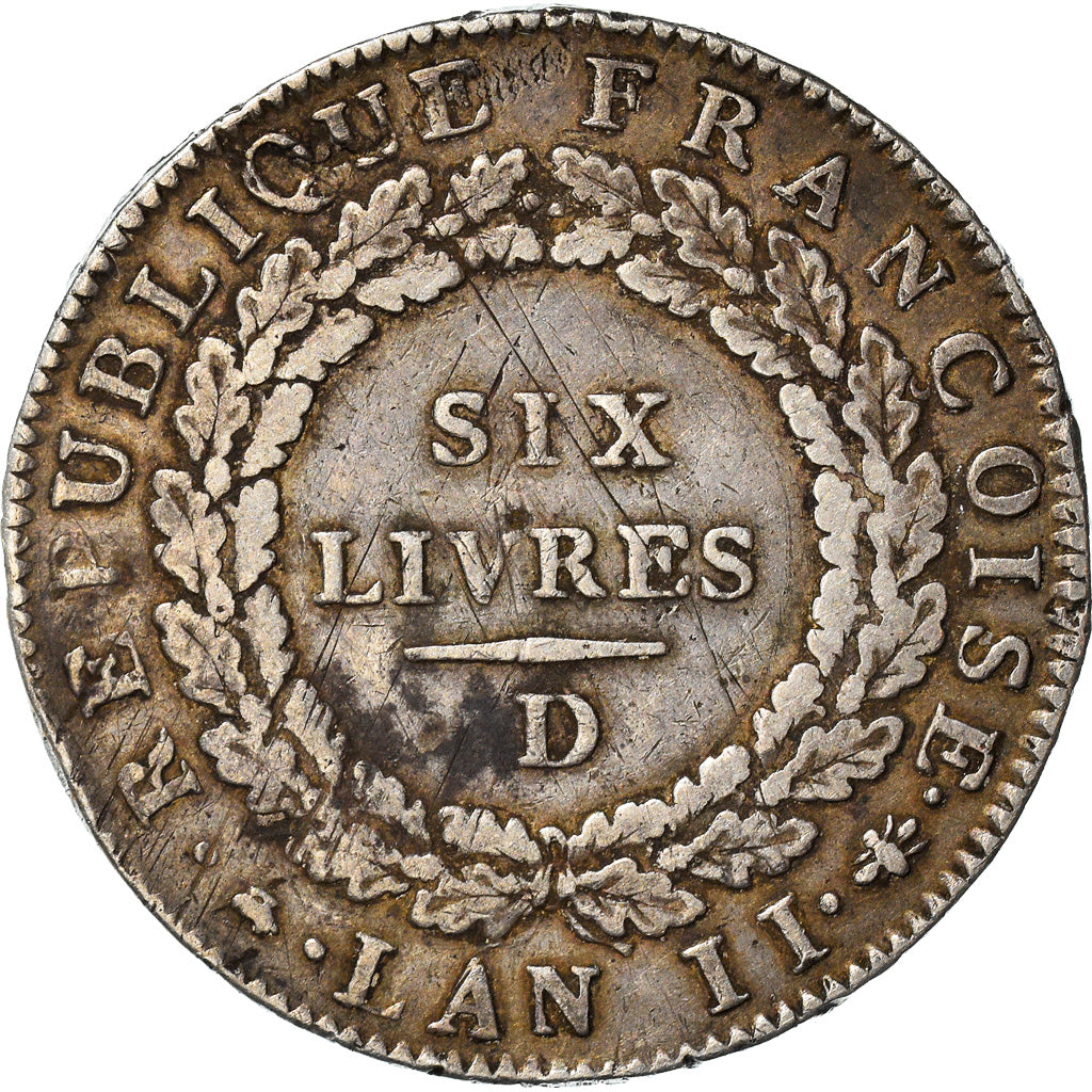 Münze, Frankreich, Convention, Génie, ECU, 6 Livres, 1793, Lyon, S+, Silber