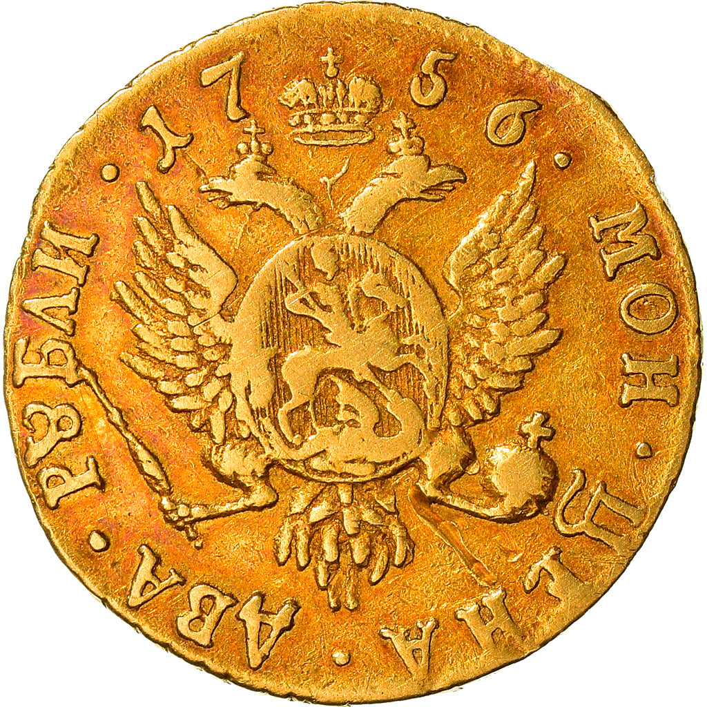 Monnaie, Russie, Elizabeth, 2 Roubles, 1756, Moscow, TTB+, Or, KM:23.1