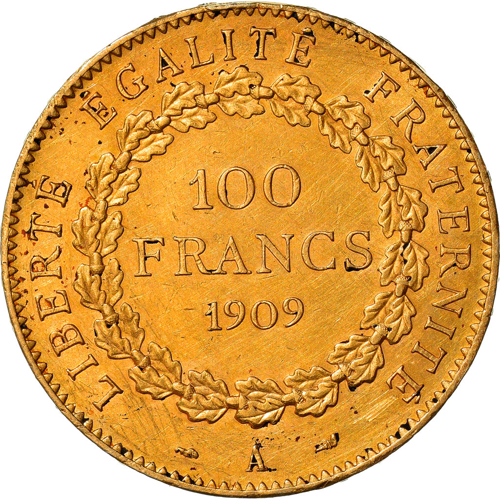 Coin, France, Génie, 100 Francs, 1909, Paris, AU(50-53), Gold, KM:858