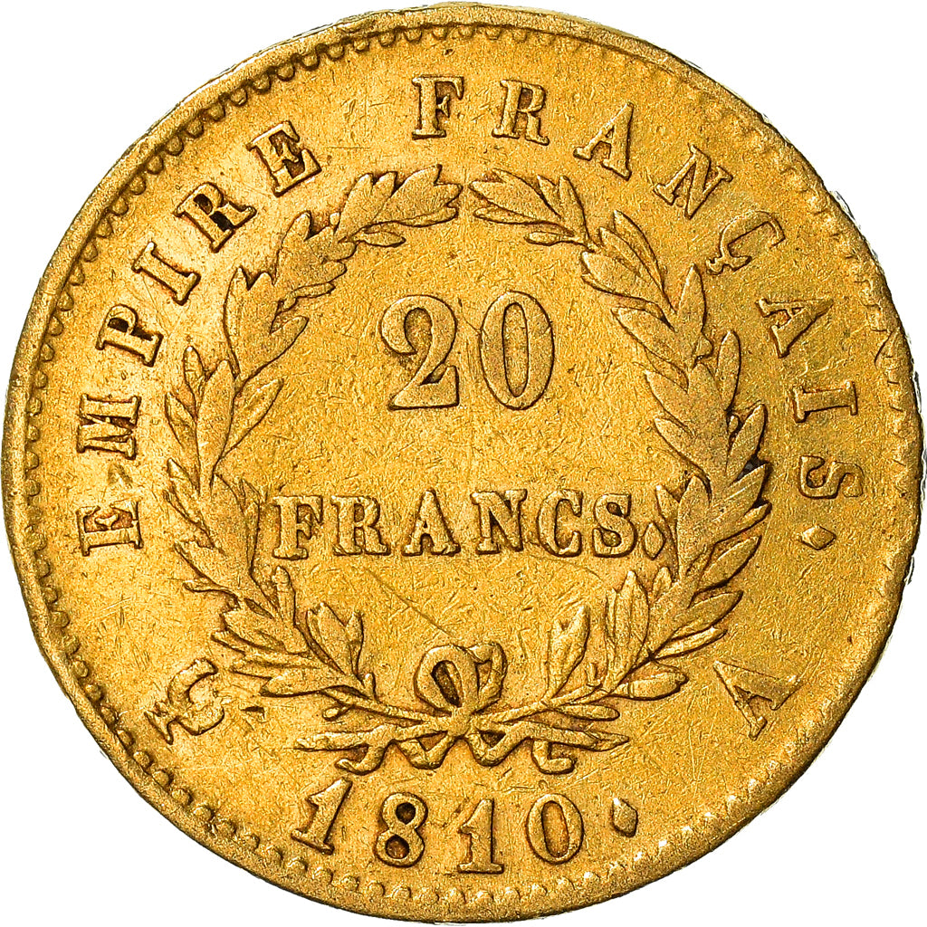 Moneda, Francia, Napoléon I, 20 Francs, 1810, Paris, MBC, Oro, KM:695.1