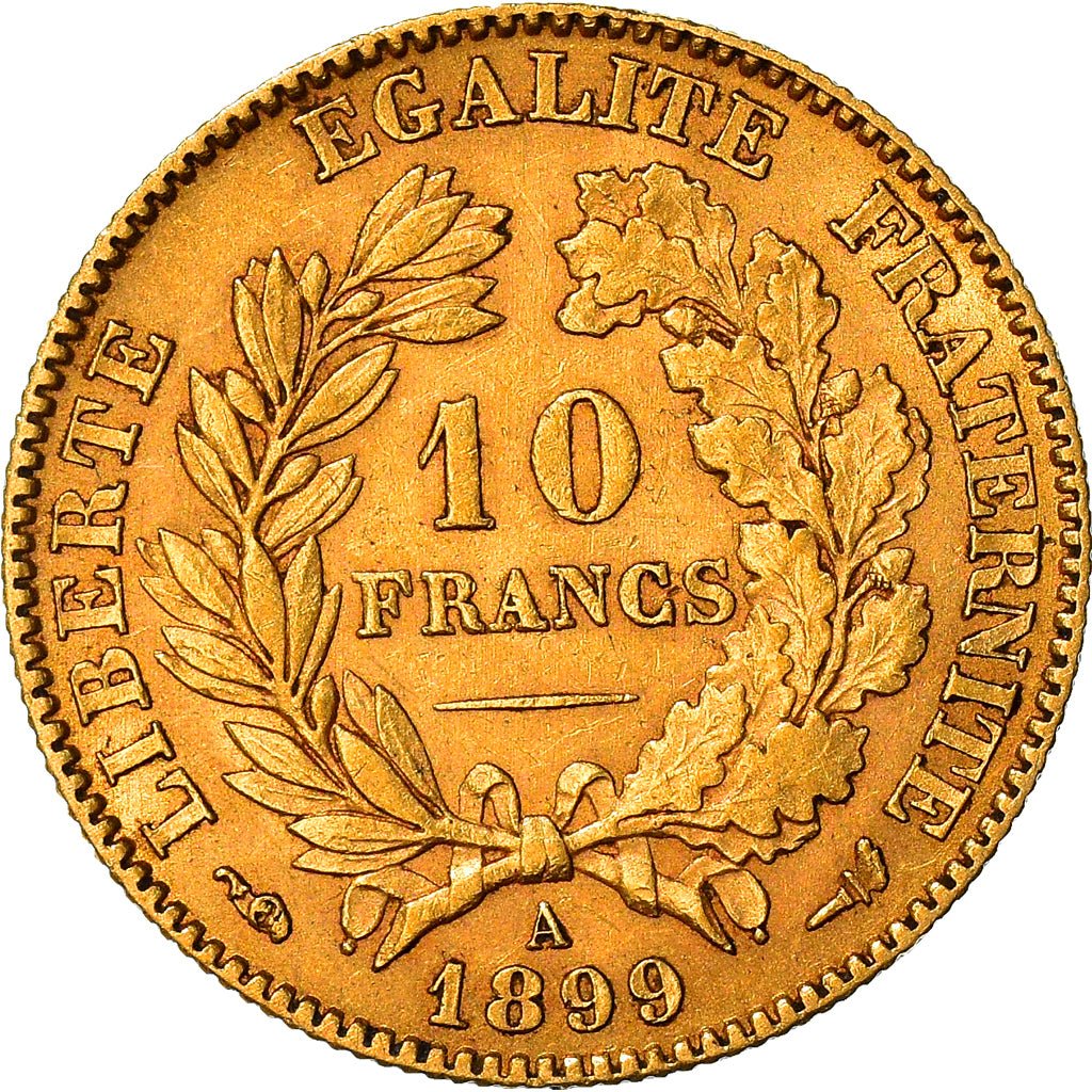 Moneta, Francia, Cérès, 10 Francs, 1899, Paris, BB+, Oro, KM:830, Gadoury:1016