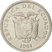 Coin, Ecuador, 50 Sucres, 1991, MS(63), Nickel Clad Steel, KM:93