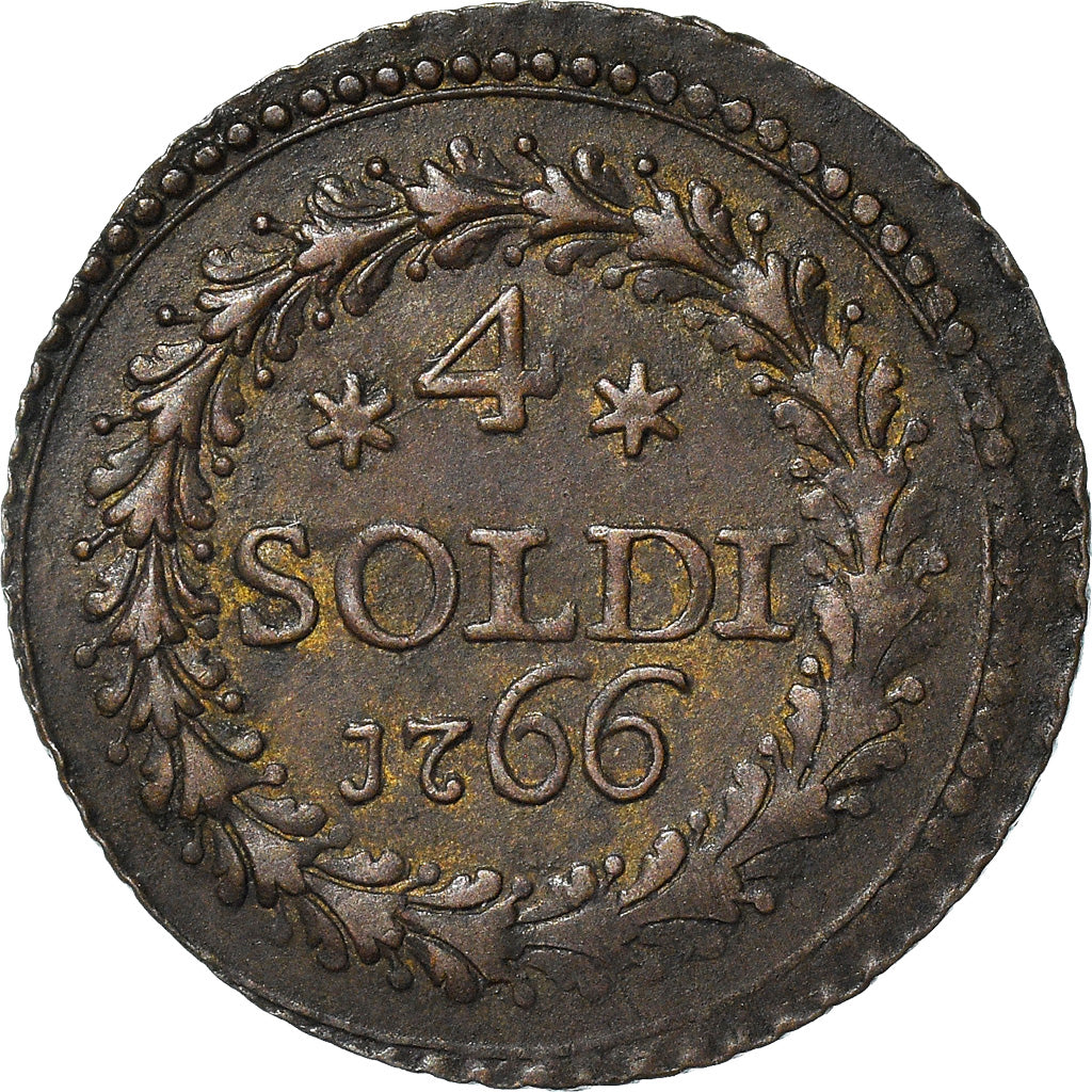 Moneta, STATI ITALIANI, CORSICA, General Pasquale Paoli, 4 Soldi, 1766, Murato