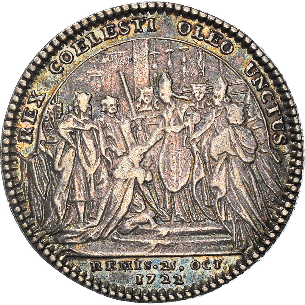Francia, Token, Royal, Sacre de Louis XV à Reims, History, 1722, MBC+, Plata