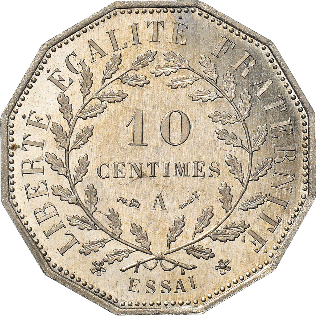 Münze, Frankreich, Dupré, 10 Centimes, 1881, Paris, ESSAI, STGL, Maillechort