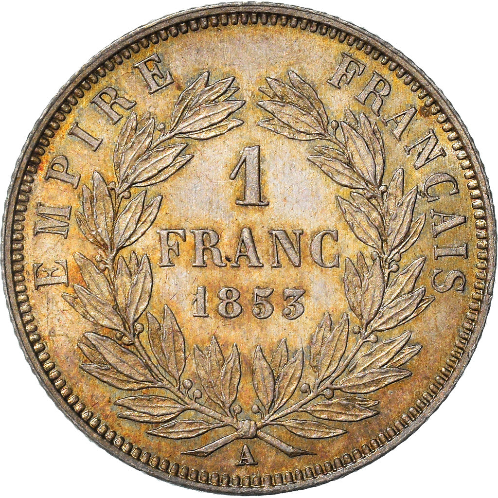 Moneda, Francia, Napoleon III, Napoléon III, Franc, 1853, Paris, EBC+, Plata