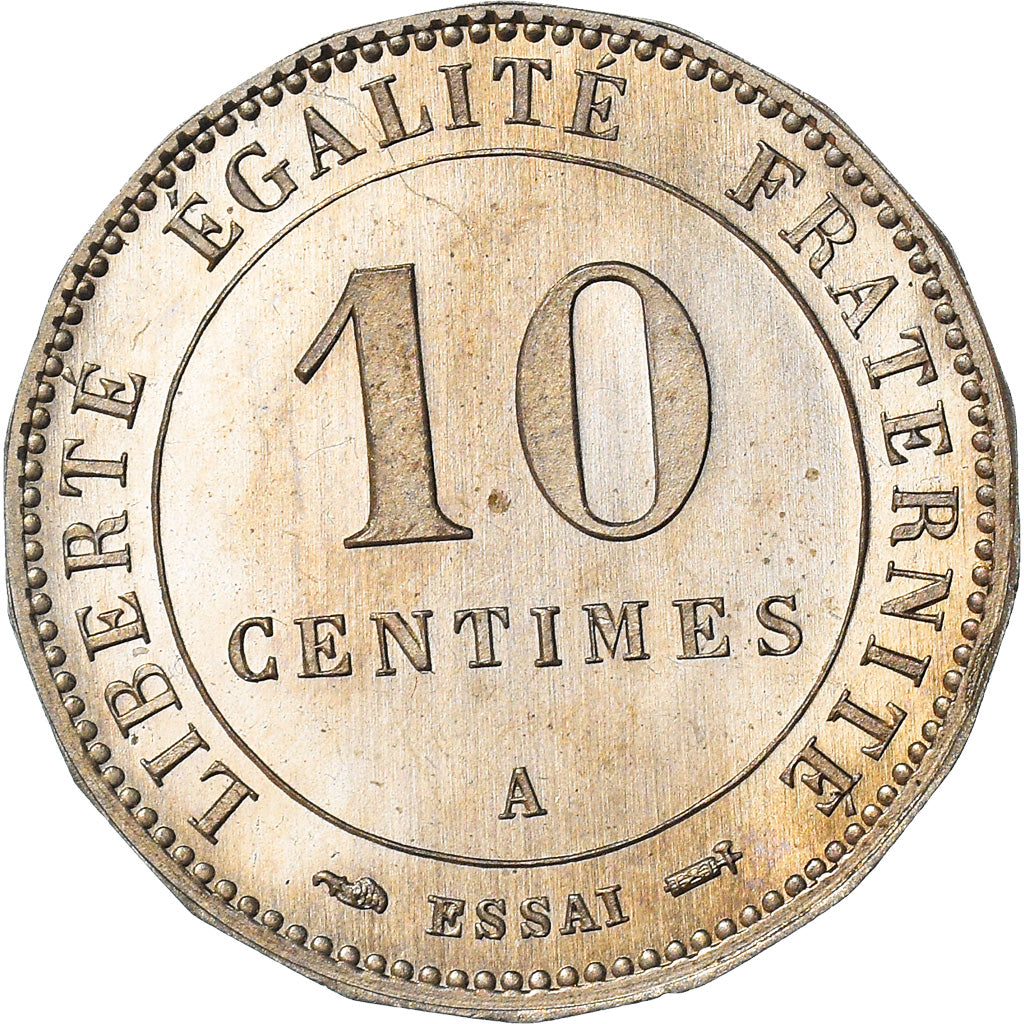 Coin, France, Merley, 10 Centimes, 1887, Paris, ESSAI, MS(65-70), Maillechort