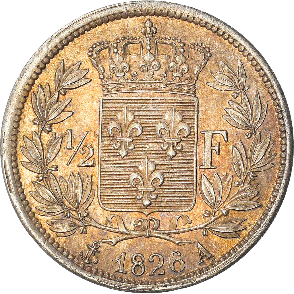 Moneta, Francia, Charles X, 1/2 Franc, 1826, Paris, SPL, Argento, KM:723.1