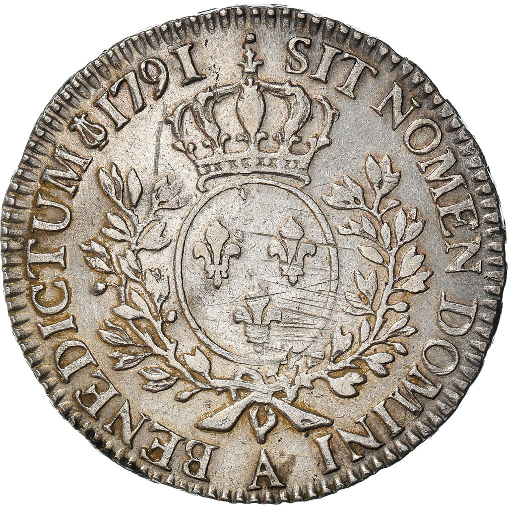 Moeda, França, Louis XVI, 1/2 Écu, 1/2 ECU, 44 Sols, 1791, Paris, AU(50-53)