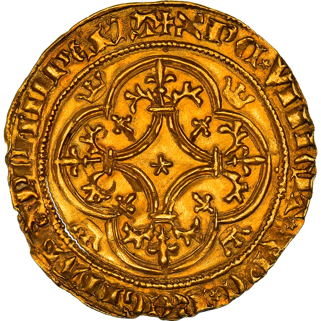 Moeda, França, Charles VI, Ecu d'or, AU(50-53), Dourado, Duplessy:369