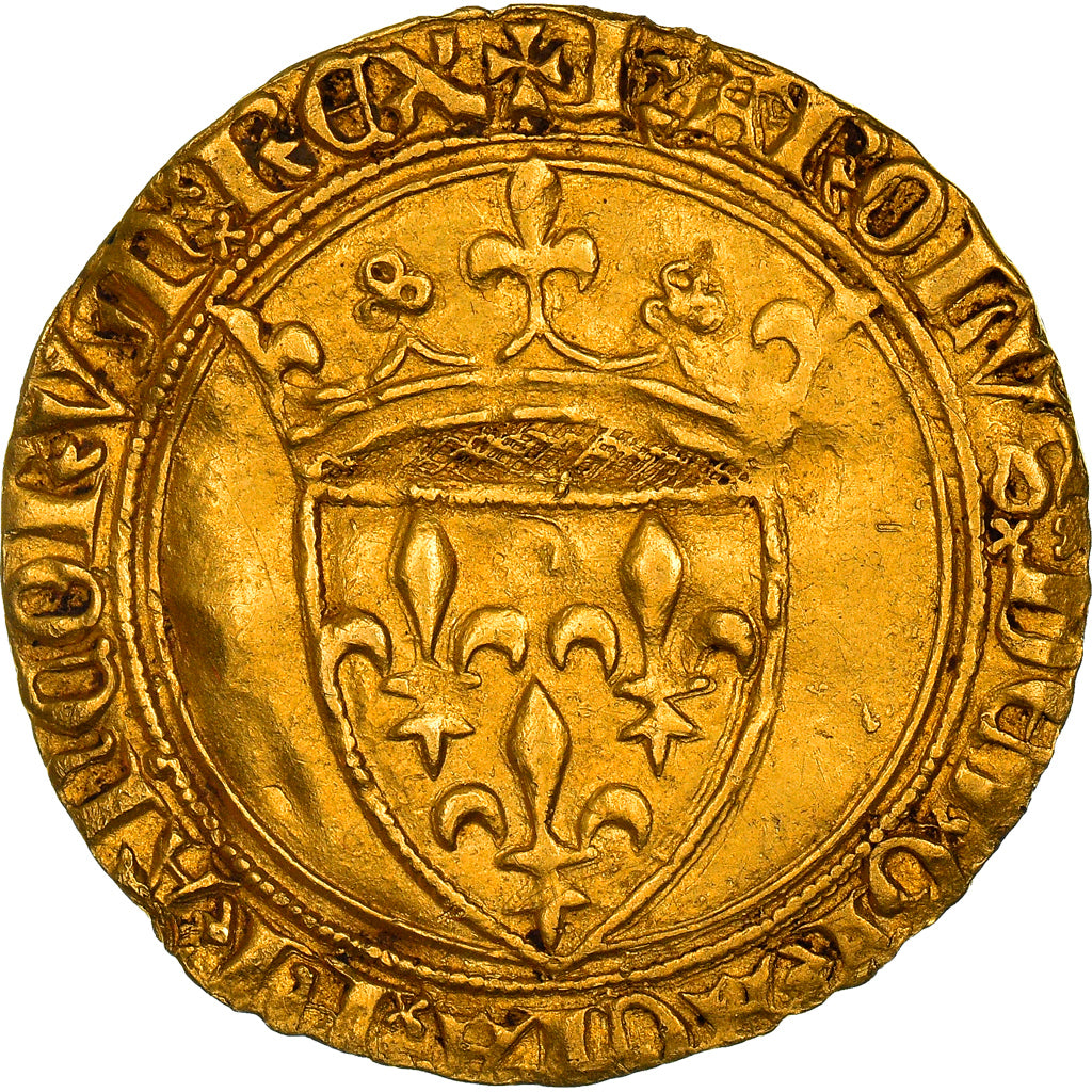 Monnaie, France, Charles VI, Ecu d'or, Villeneuve-lès-Avignon, TTB+, Or