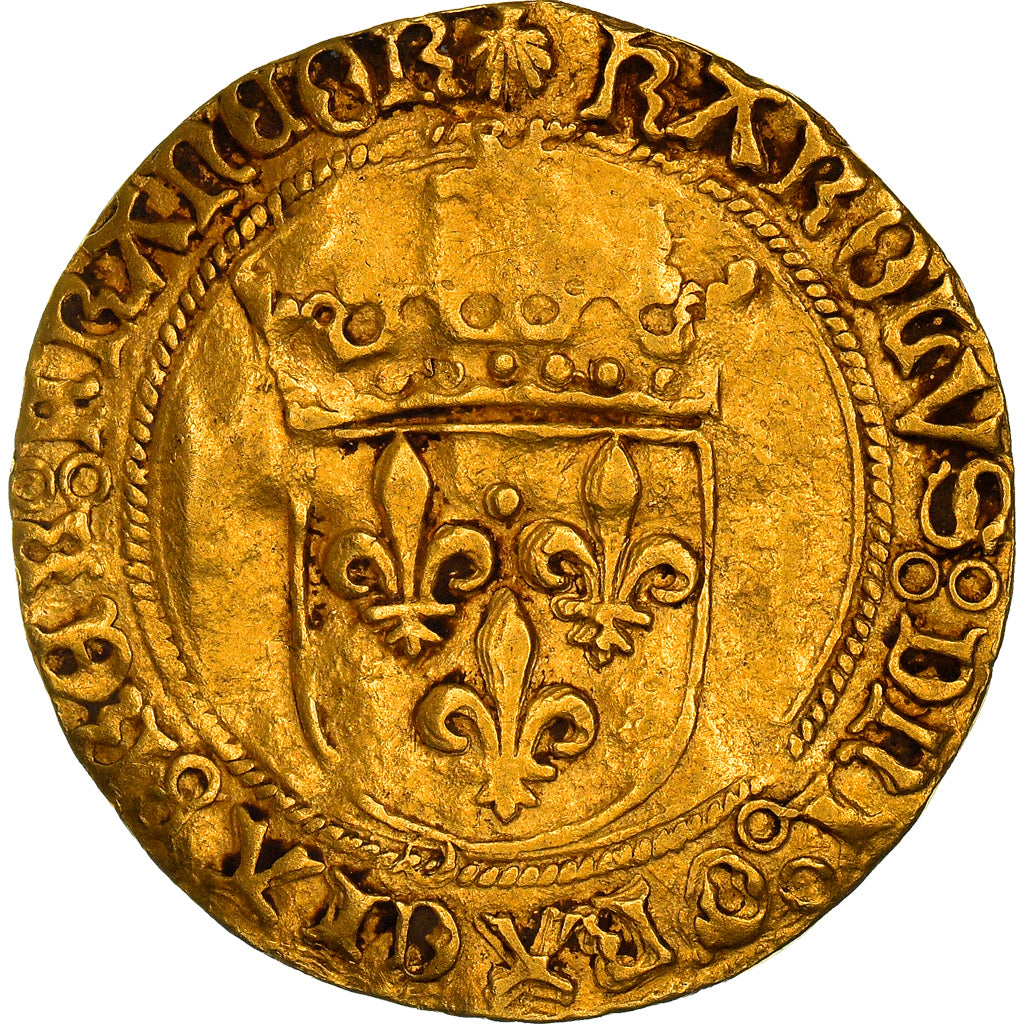 Monnaie, France, Charles VIII, Ecu d'or, Dijon, TTB, Or, Duplessy:575A