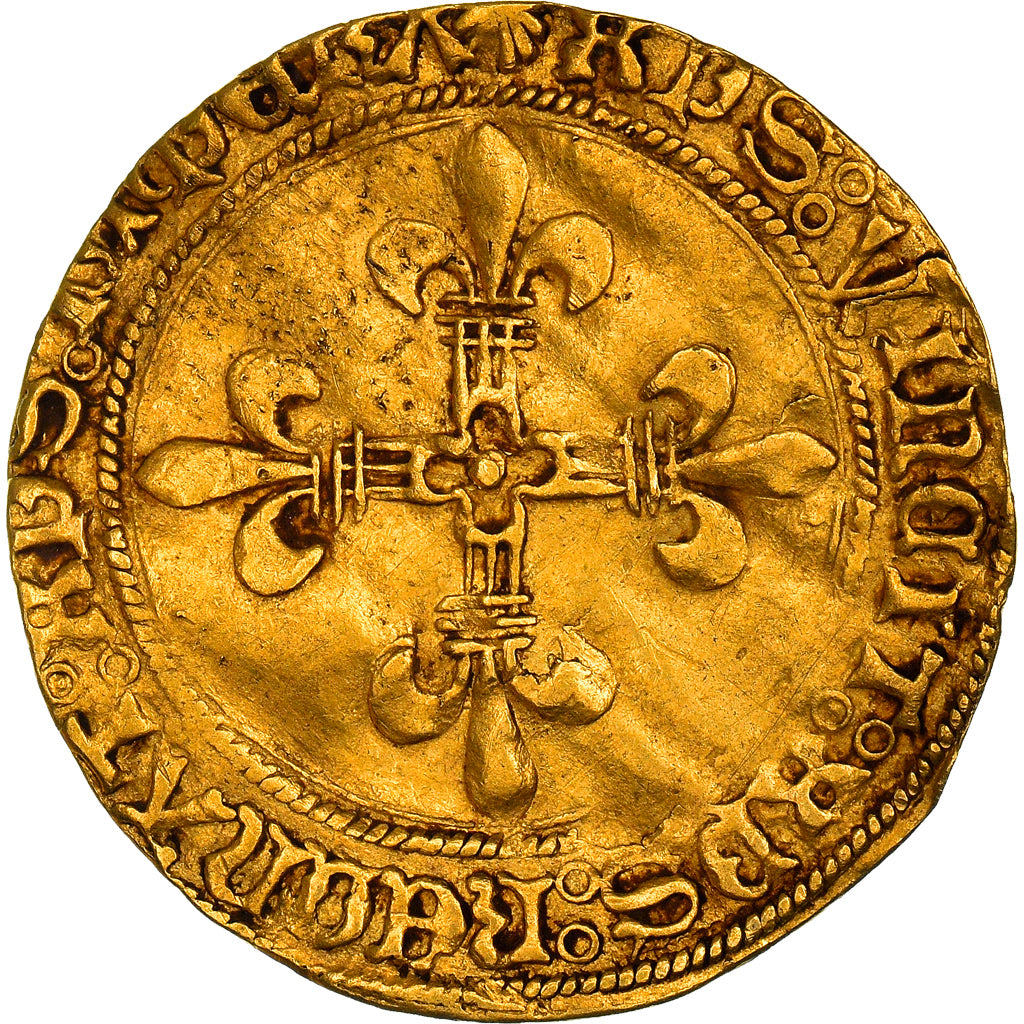 Monnaie, France, Charles VIII, Ecu d'or, Dijon, TTB, Or, Duplessy:575A