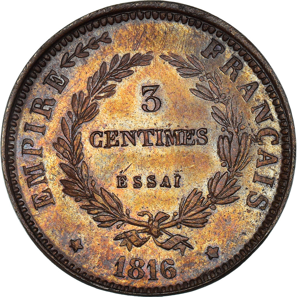 Moneda, Francia, Napoleon II, 3 Centimes, 1816, ESSAI, SC, Bronce, Gadoury:114