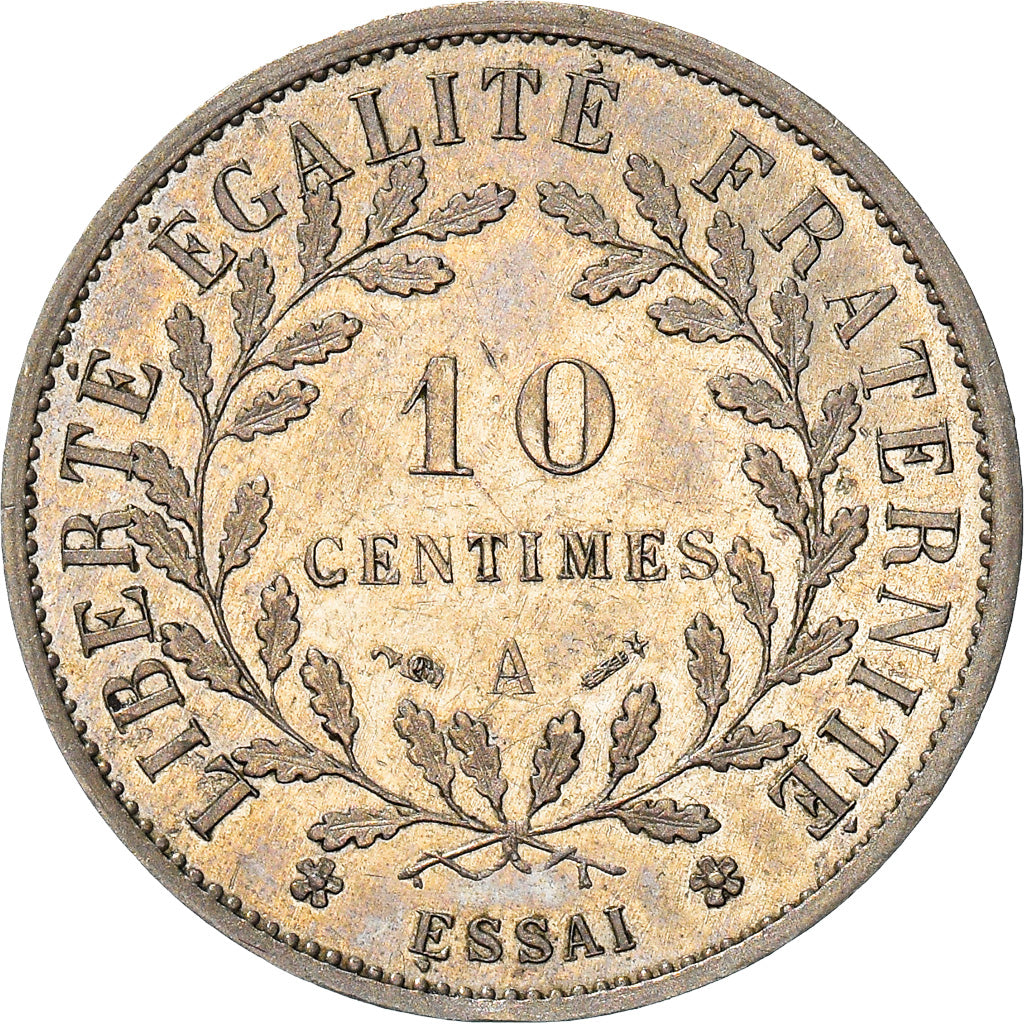 Monnaie, France, Merley, 10 Centimes, 1881, Paris, ESSAI, SUP+, Maillechort