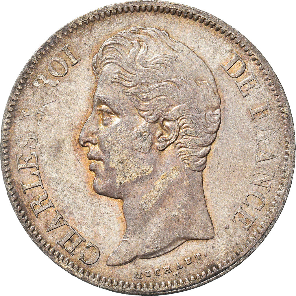 Coin, France, Charles X, 5 Francs, 1829, Strasbourg, EF(40-45), Silver