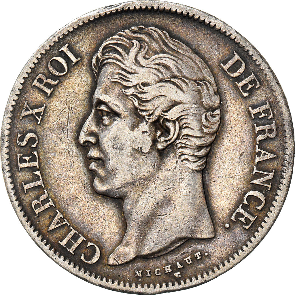 Moneta, Francia, Charles X, 5 Francs, 1827, Rouen, BB, Argento, KM:728.2