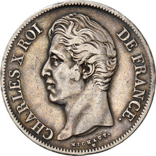 Moneta, Francia, Charles X, 5 Francs, 1827, Rouen, BB, Argento, KM:728.2