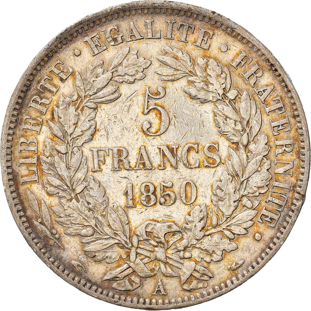 Moneta, Francia, Cérès, 5 Francs, 1850, Paris, BB, Argento, KM:761.1