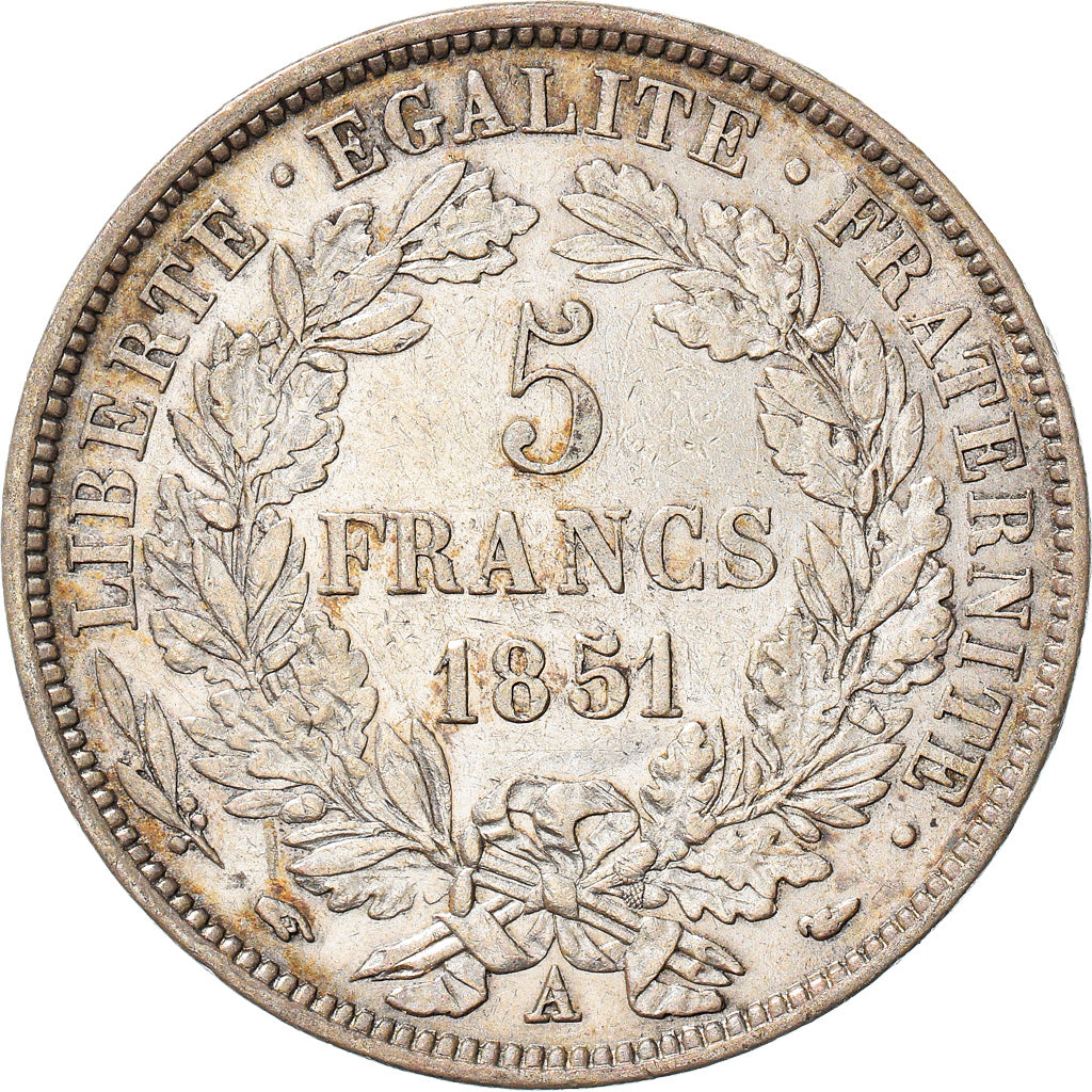 Moneta, Francia, Cérès, 5 Francs, 1851, Paris, BB, Argento, KM:761.1