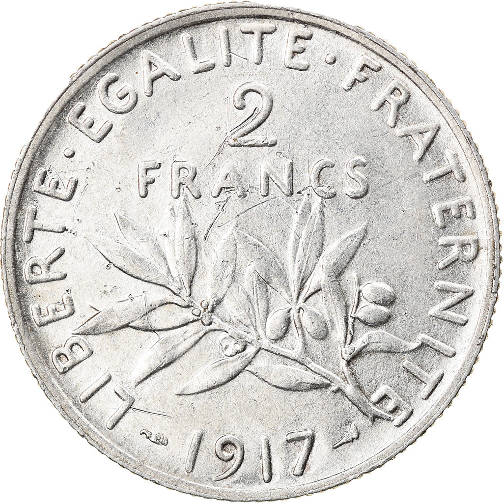 Coin, France, Semeuse, 2 Francs, 1917, Paris, EF(40-45), Silver, KM:845.1