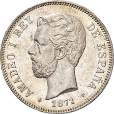 Moneta, Hiszpania, Amadeao I, 5 Pesetas, 1874, Madrid, AU(55-58), Srebro, KM:666