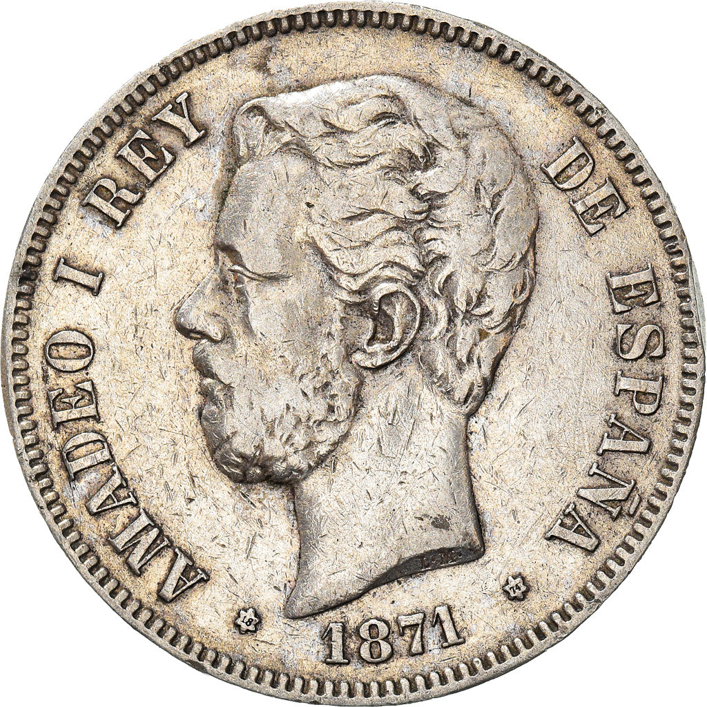 Monnaie, Espagne, Amadeao I, 5 Pesetas, 1874, Madrid, TTB, Argent, KM:666