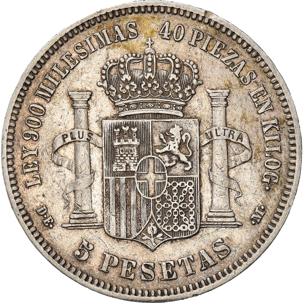 Monnaie, Espagne, Amadeao I, 5 Pesetas, 1874, Madrid, TTB, Argent, KM:666
