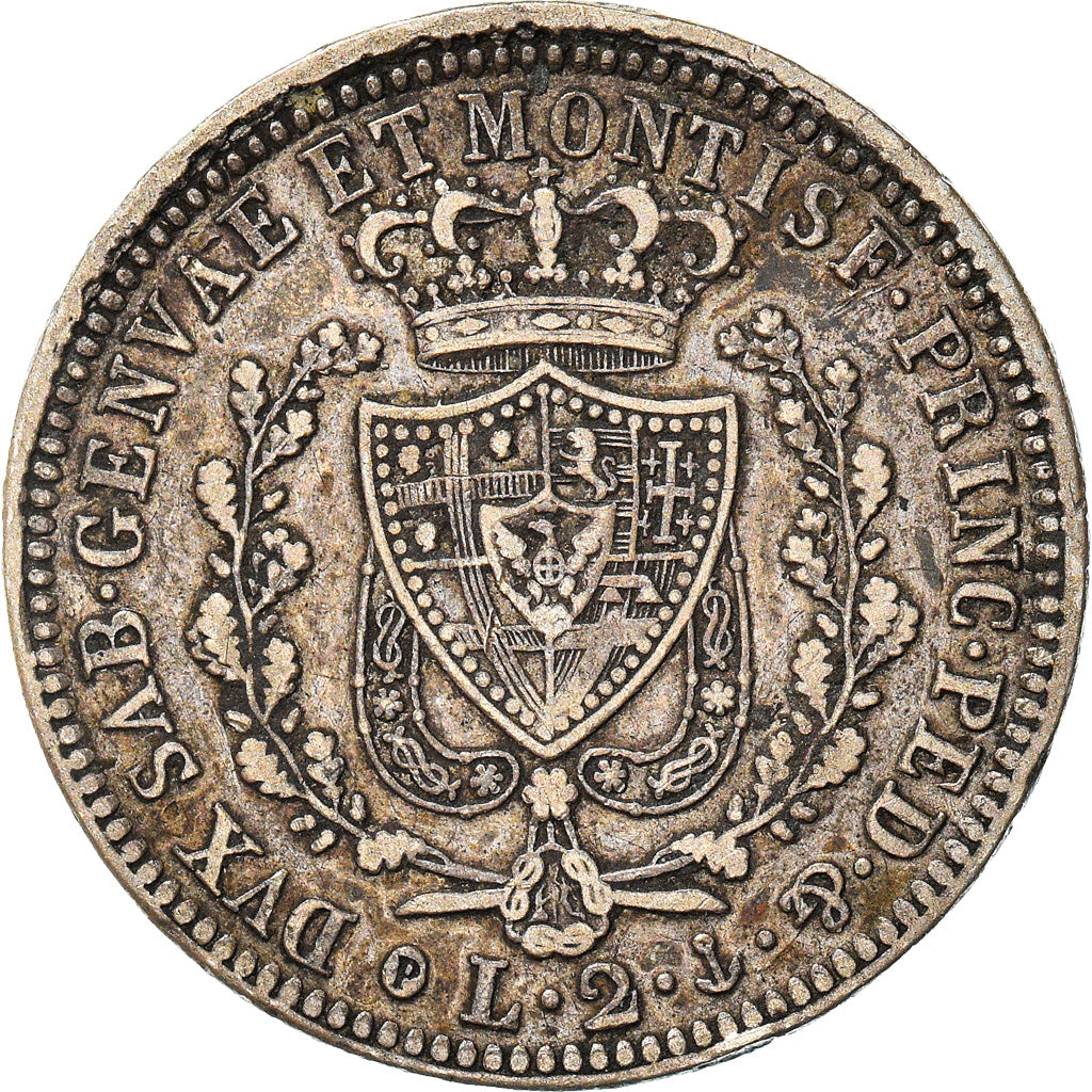 Munten, Italiaanse staten, SARDINIA, Carlo Felice, 2 Lire, 1827, Genoa, ZF+
