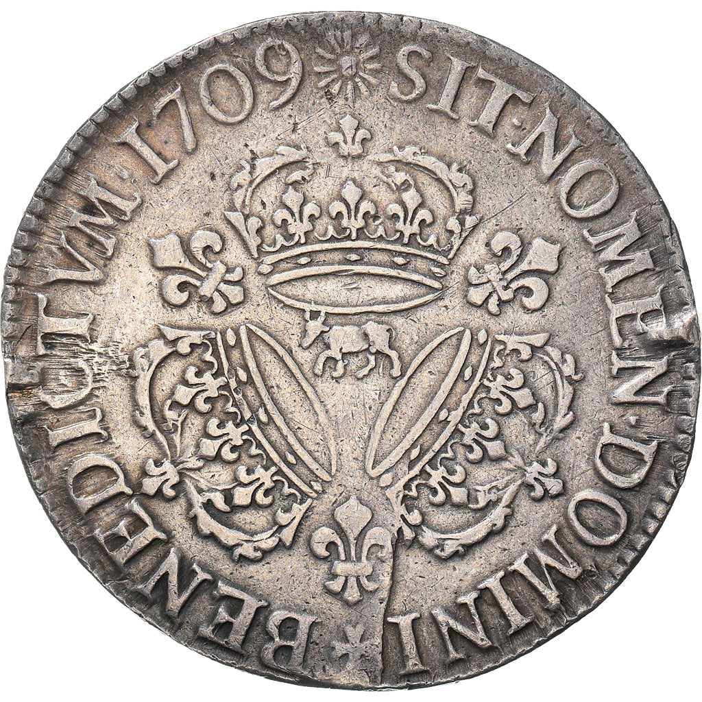 Coin, France, Louis XIV, Écu de Béarn aux 3 couronnes, Ecu, 1709, Pau