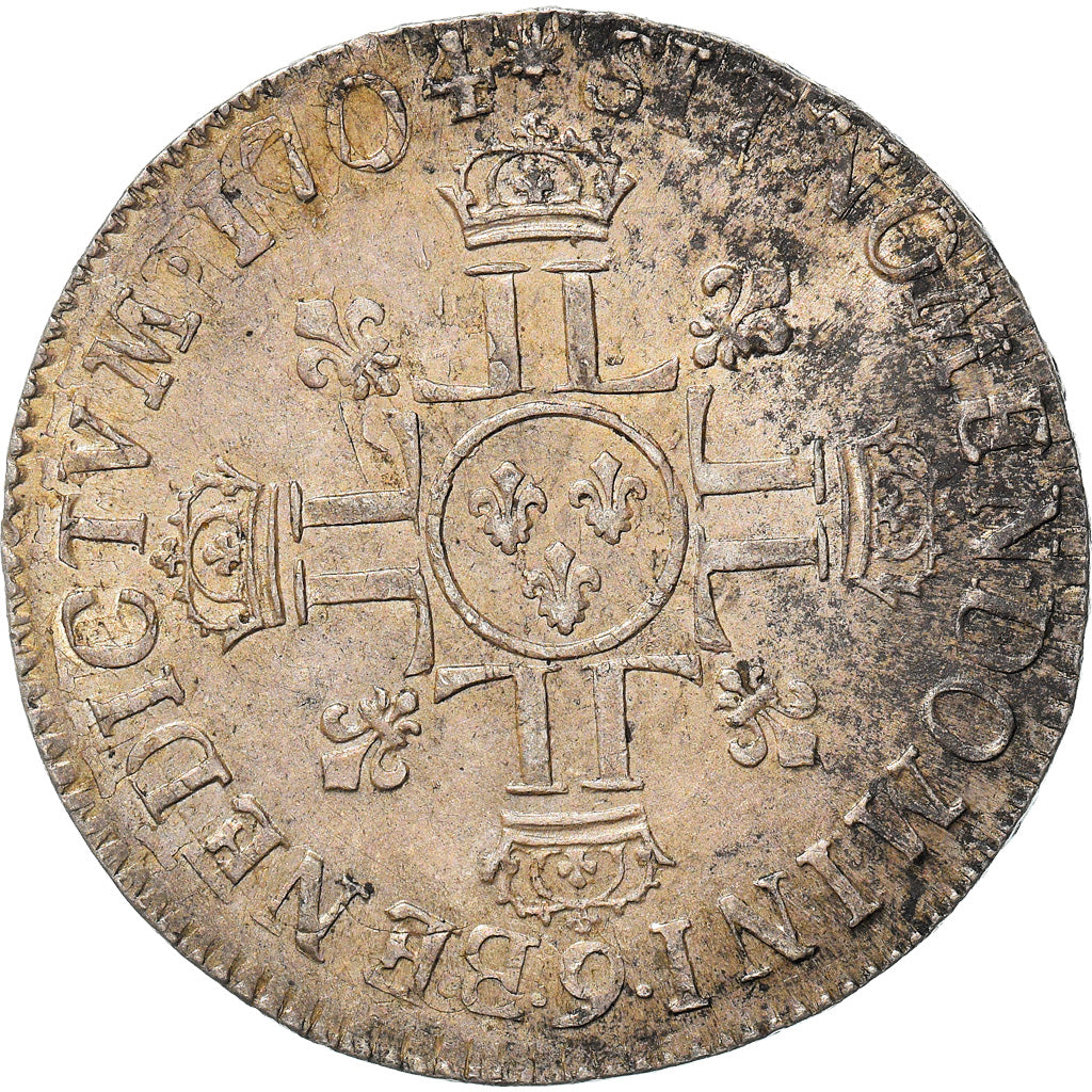 Munten, Frankrijk, Louis XIV, Écu aux 8 L 2e type, Ecu, 1704, Rennes, ZF+