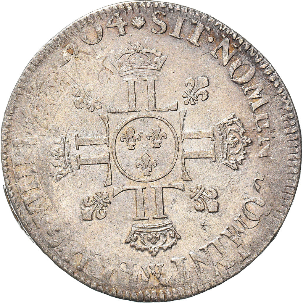Monnaie, France, Louis XIV, 1/2 Écu aux 8L 2e type, buste du type aux palmes