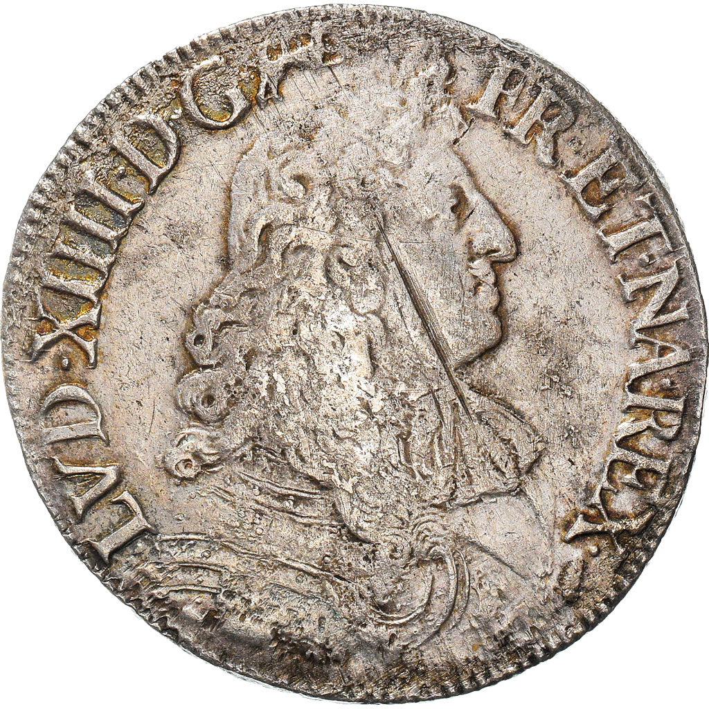 Moneta, Francia, Louis XIV, Écu à la cravate, Ecu, 1673, Bayonne, BB, Argento