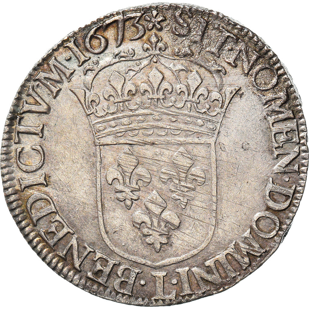 Moneta, Francia, Louis XIV, Écu à la cravate, Ecu, 1673, Bayonne, BB, Argento