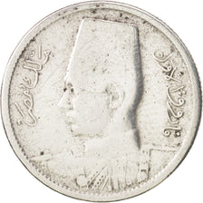 Egypt, Farouk, 2 Piastres, 1942, British Royal Mint, VF(20-25), Silver, KM:365