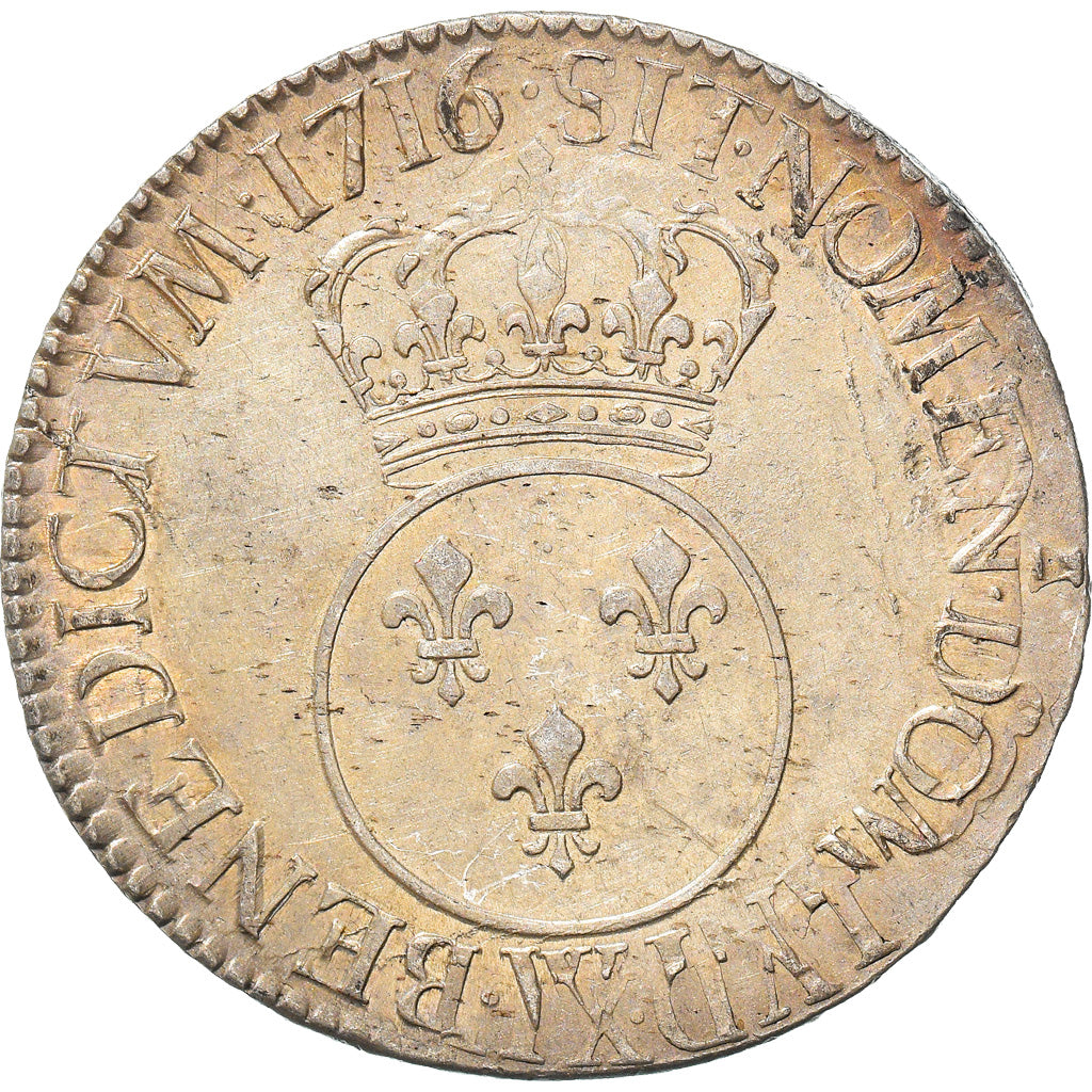 Coin, France, Louis XV, Écu Vertugadin, Ecu, 1716, Lille, AU(50-53), Silver