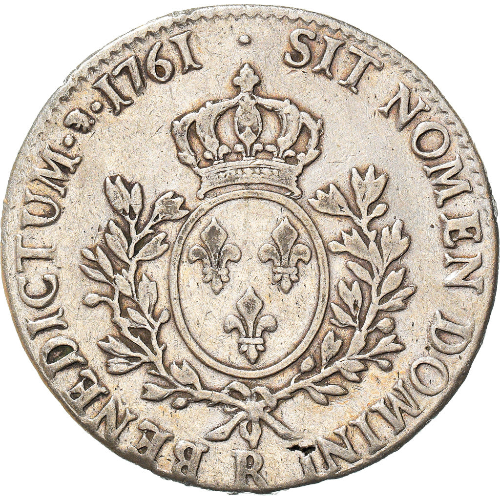 Moneta, Francja, Louis XV, Ecu, 1761, Orléans, VF(20-25), Srebro, KM:523.18