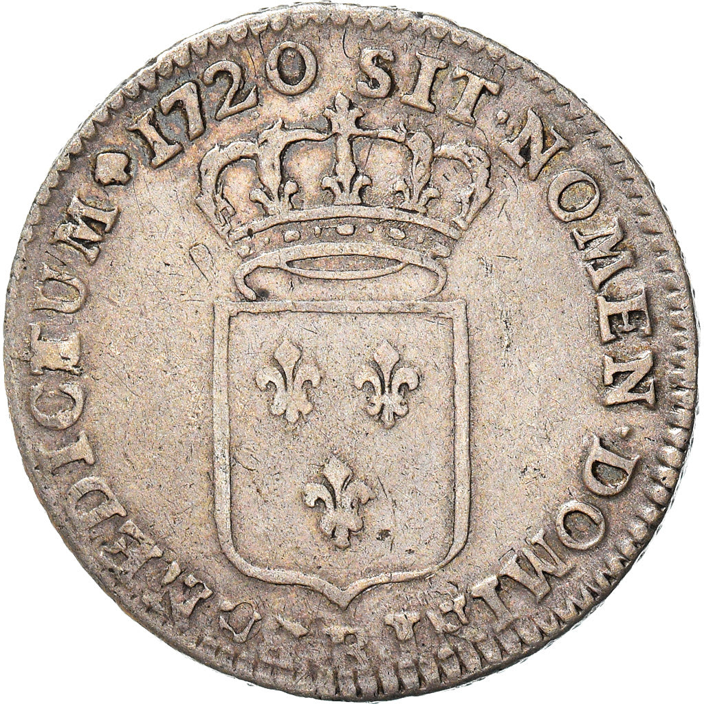 Moeda, França, Louis XV, 1/3 Écu de France, 1/3 Ecu, 1720, Rouen, VF(30-35)